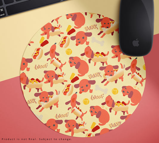 Hot Dog Dog Round Mouse pad